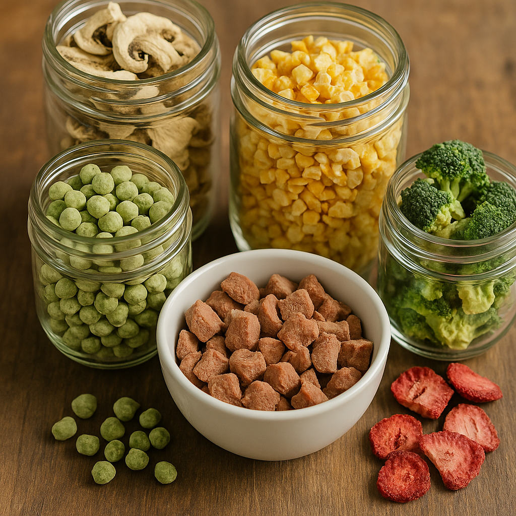 freeze dried meat, freeze dried vegetables