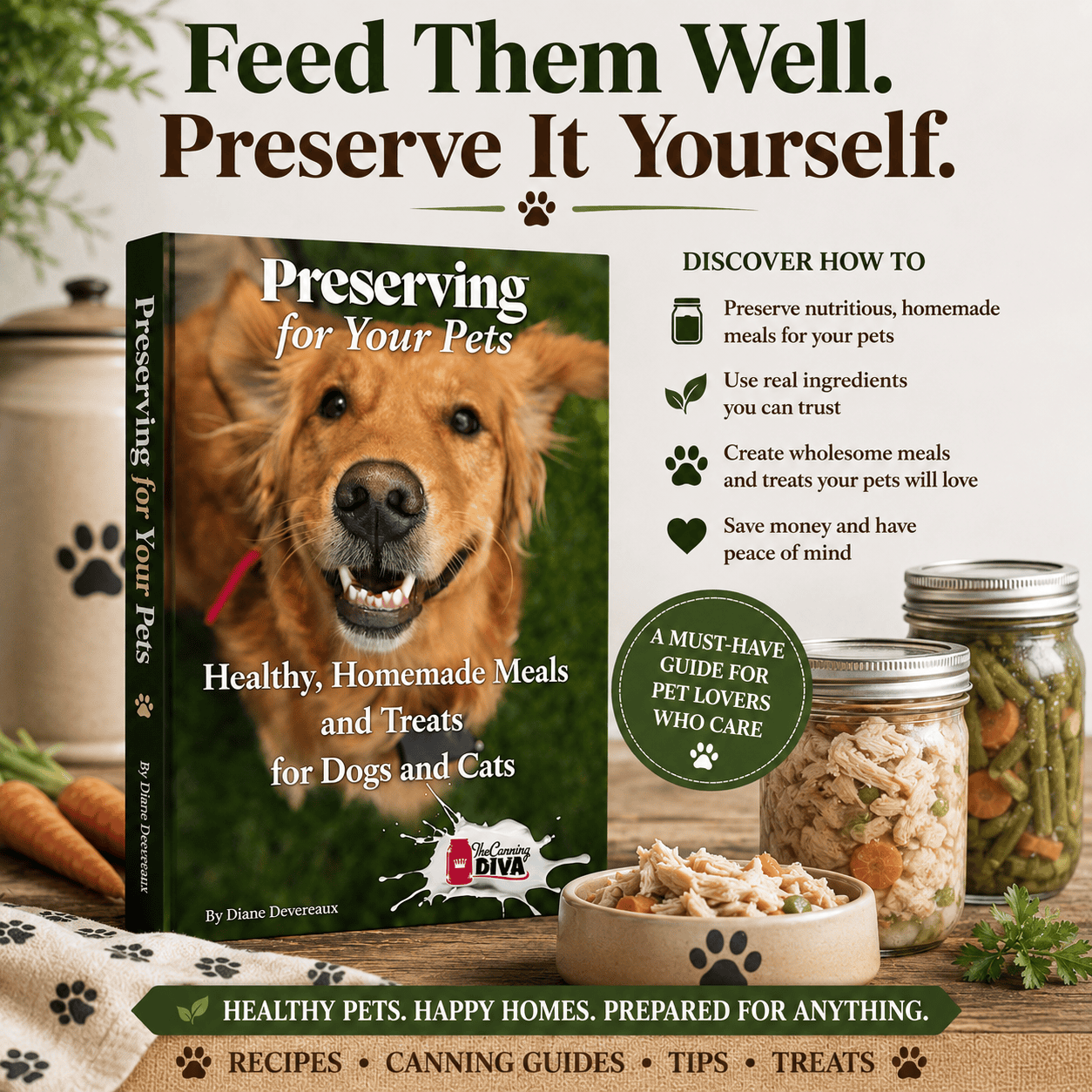 Preserving For your Pets book social post - feed them well Preserve it Yourself - The Canning Diva