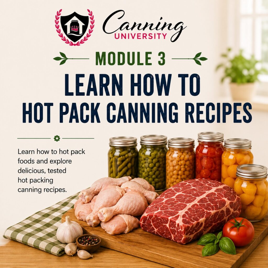 Module 3 Principles of Pressure Canning - Learn how to hot pack canning recipes
