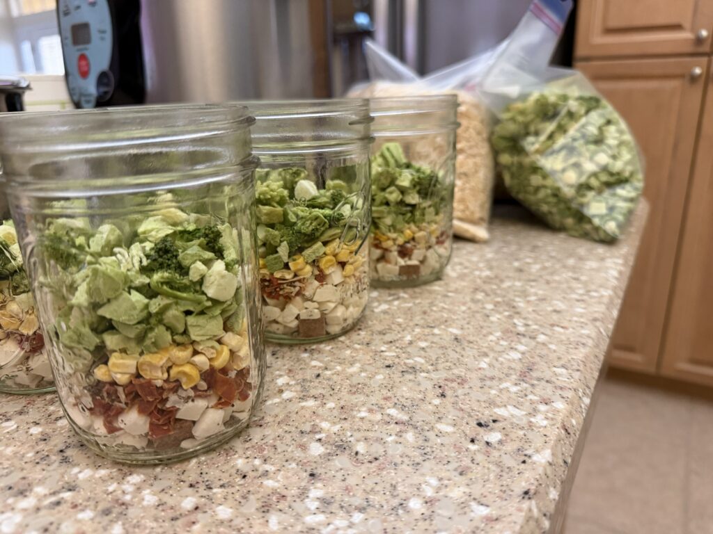 Freeze Dried Quick Soup Mixes - vegetable beef filling jars