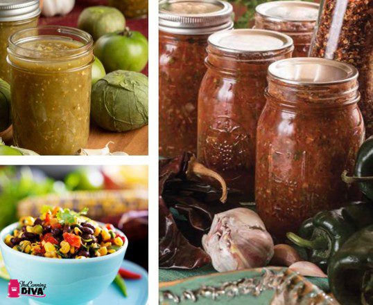 Salsa collage tips for best salsa canning with logo canning diva Instagram square