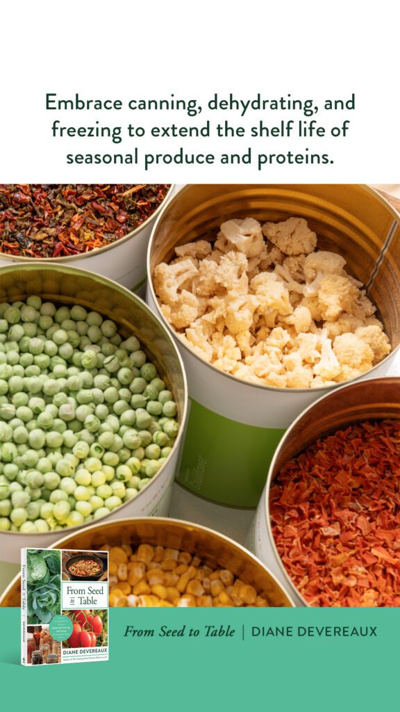 from seed to table book teaches canning, dehydrating, freeze drying techniques and recipes